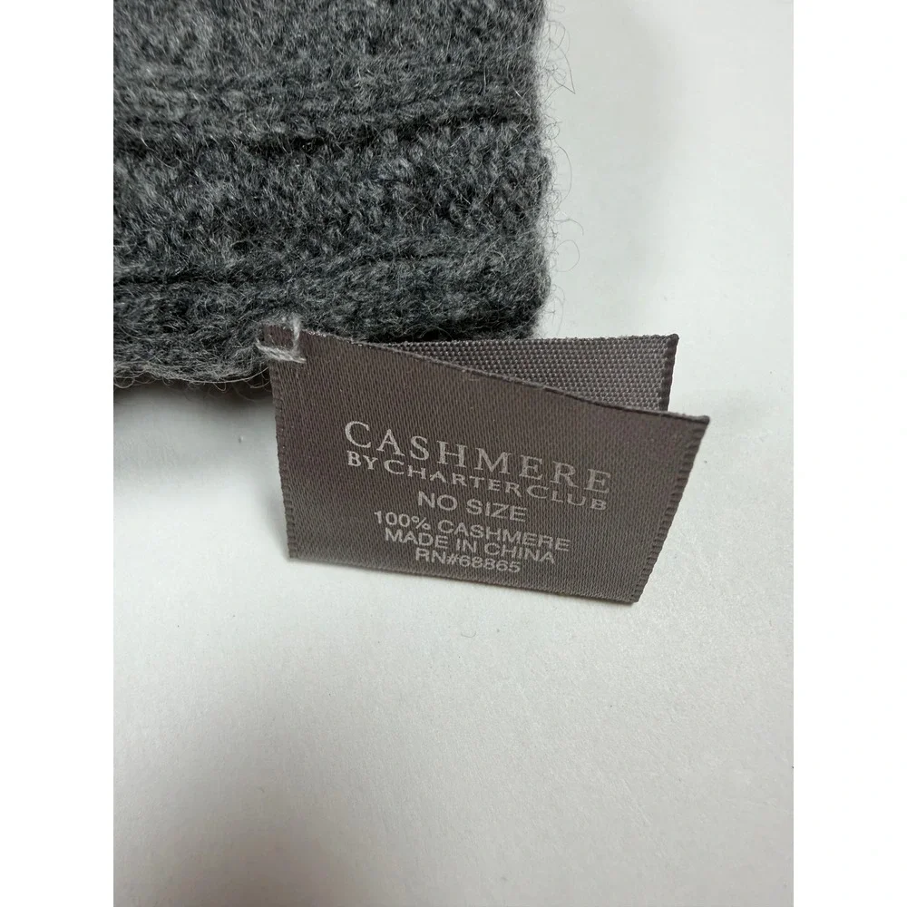 Charter Club Cashmere Gloves Womens One Size Gray Excellent Cable Knit Warm
